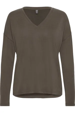 Culture Cukajsa Ls Vn T-Shirt Tops T-shirts & Tops Long-sleeved Khaki Green