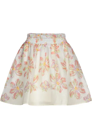 By Malina Nina Silk Blend Wide Mini Skirt Designers Short Blue