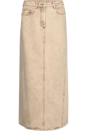 REMAIN Birger Christensen Maxi Denim Skirt Designers Knee-length & Midi Beige