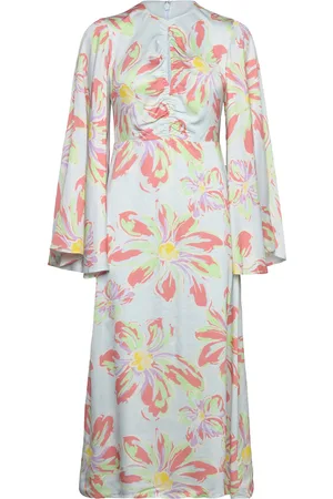 By Malina Isadora Wide Sleeve Midi Dress Designers Knee-length & Midi Blue