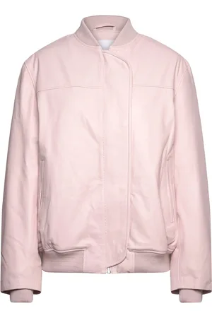 REMAIN Birger Christensen Over D Leather Bomber Designers Jackets Leather Pink