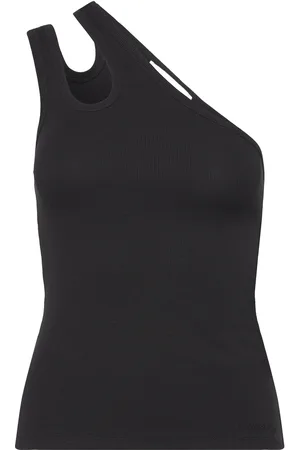 REMAIN Birger Christensen Jersey -Shoulder Top Designers T-shirts & Tops Sleeveless Black