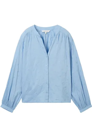 TOM TAILOR Embroidered Blouse Tops Blouses Long-sleeved Blue