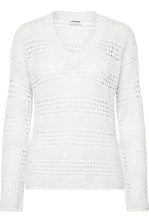Noisy May Nmlaika L/S V-Neck Knit Fwd Tops Knitwear Jumpers White