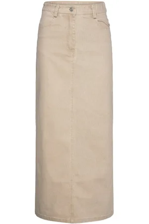Soaked in Luxury Slvisti Denim Skirt Knælang Nederdel Beige