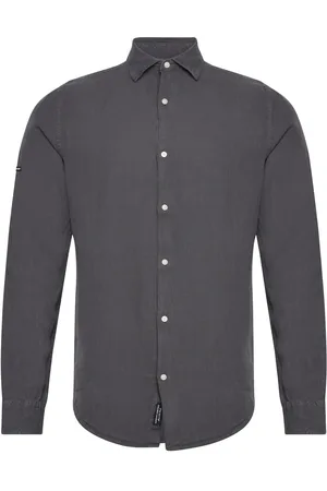 Superdry Studios Casual Linen L/S Shirt Tops Shirts Casual Grey