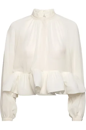 By Malina Alva Frill Detailed Cropped Blouse Designers Blouses Long-sleeved Cream