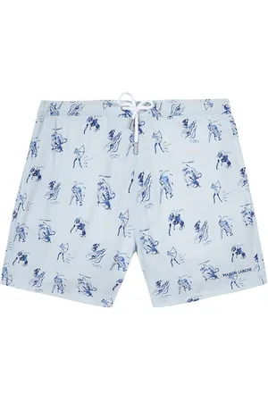 Maison Labiche Maillot Print Heracles Designers Shorts Blue