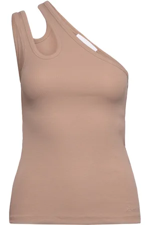 REMAIN Birger Christensen Jersey -Shoulder Top Designers T-shirts & Tops Sleeveless Brown
