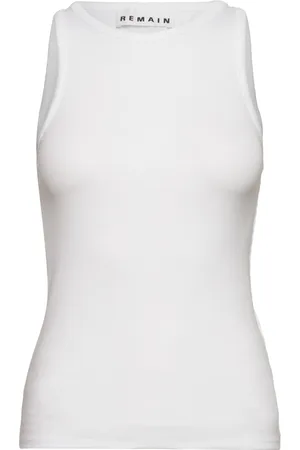 REMAIN Birger Christensen Knotted Back Rib Top Designers T-shirts & Tops Sleeveless White