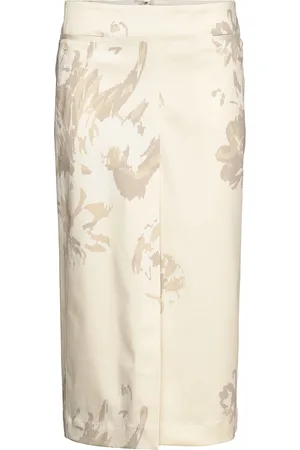 REMAIN Birger Christensen Floral Midi Skirt Designers Knee-length & Midi Cream