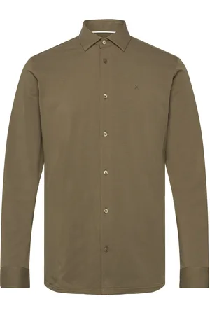 Clean Cut Clean Formal Stretch Shirt L/S Tops Shirts Business Khaki Green