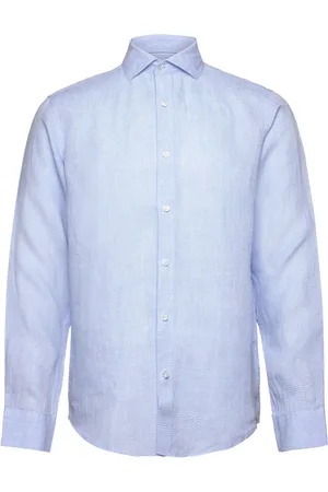 Bruun & Stengade Bs Toledo Casual Modern Fit Shirt Tops Shirts Linen Shirts Blue