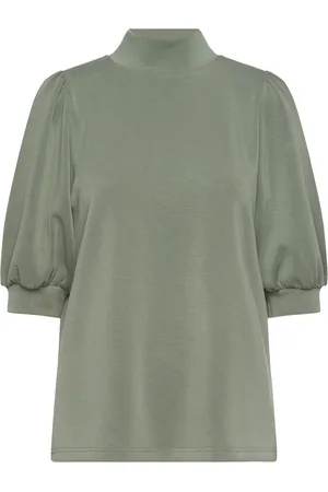 My Essential Wardrobe 21 The Puff Blouse Tops Blouses Short-sleeved Green