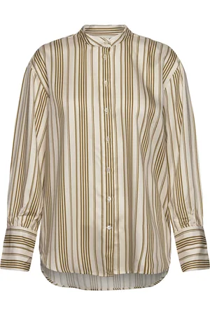 GANT Relaxed Striped Stand Collar Shirt Tops Shirts Long-sleeved Green