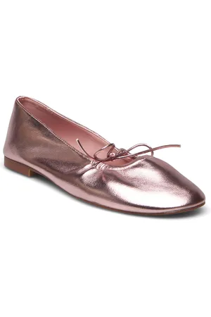 MANGO Metallic Ballet Flats Ballerinasko Ballerinaer Pink