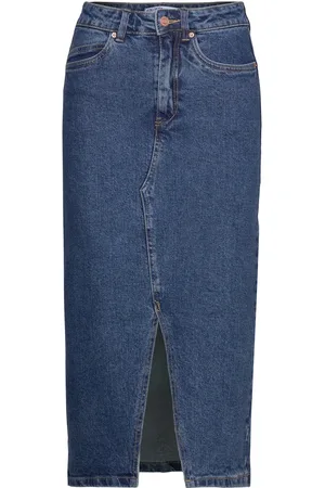 VERO MODA Vmveri Hr Calf Denim Skirt Ga Mix Noos Knælang Nederdel Blue