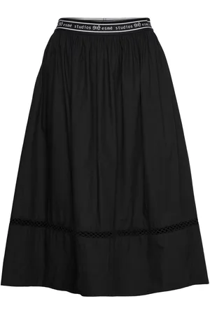 Esmé Studios Esluna Midi Skirt - Gots Knælang Nederdel Black