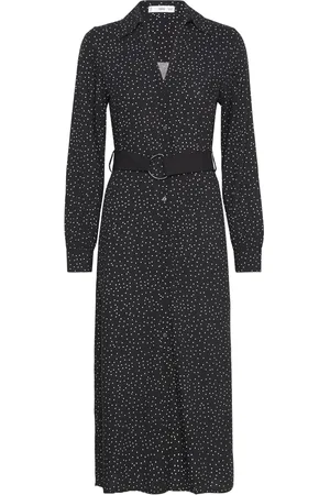 MANGO Polka Dot Shirt Dress Knælang Kjole Black