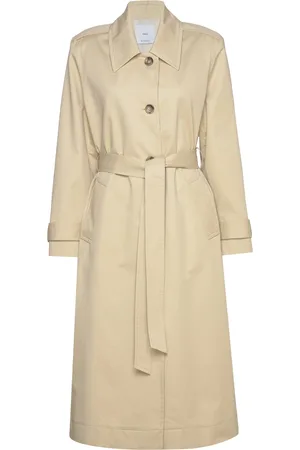 MANGO Cotton Trench Coat With Shirt Collar Trenchcoat Frakke Beige