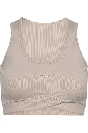 Reebok Studio Rib Crop Sport Crop Tops Sleeveless Crop Tops Beige