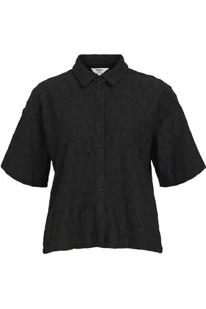 Object Objfeodora 2/4 Sleeve Shirt Div Tops Shirts Short-sleeved Black