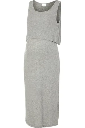 Mama;licious Mlbrynja June S/L Jrs Midi Dress 2F Knælang Kjole Grey