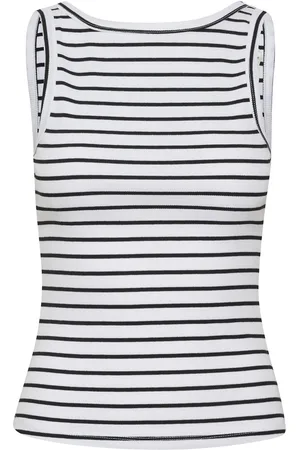 Gestuz Drewgz Sl Reversible Stripe Top Tops T-shirts & Tops Sleeveless White