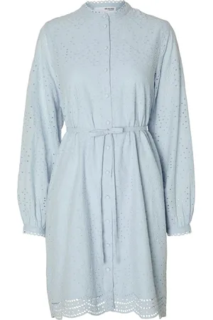 SELECTED Slftatiana Ls Short Embr Dress Noos Kort Kjole Blue