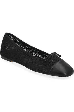 MANGO Lace Ballet Flats With Bow Ballerinasko Ballerinaer Black