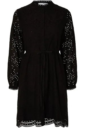 SELECTED Slftatiana Ls Short Embr Dress Noos Kort Kjole Black