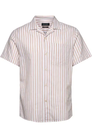 Clean Cut Giles Bowling Striped Shirt S/S Tops Shirts Short-sleeved Pink