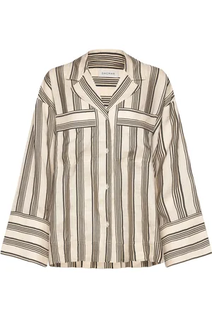 Dagmar Striped Pyjama Shirt Top Beige