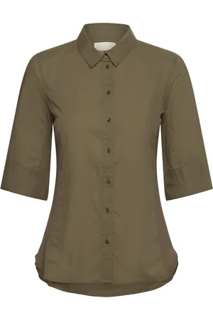 Part Two Emmalenapw Sh Tops Shirts Short-sleeved Khaki Green