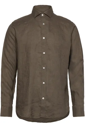 Bruun & Stengade Bs Bilbao Casual Modern Fit Shirt Tops Shirts Linen Shirts Green