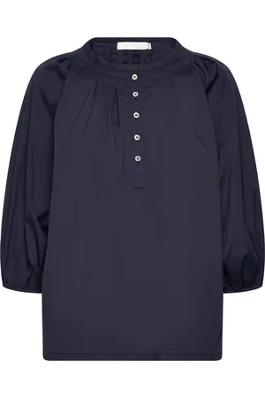 Naja Lauf Lotta Blouse Fancy Poplin Tops Blouses Short-sleeved Navy