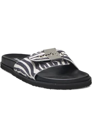 Scholl Sl Pescura Anne Printed Suede Flade Sandaler Black