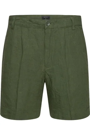 Percival Pleated Linen Shorts Bottoms Shorts Casual Green