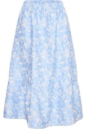 Culture Cuclarisse Skirt Knælang Nederdel Blue