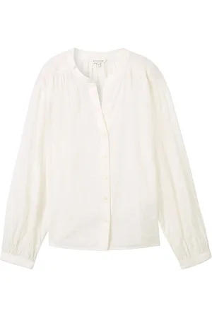 TOM TAILOR Embroidered Blouse Tops Blouses Long-sleeved White