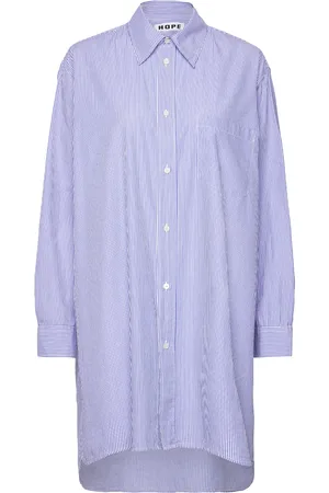 Hope Garden Tunic Mid Blue Stripe Tops Overshirts Blue