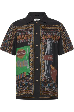Percival Meal Deal Cross Stitch Shirt Tops Shirts Short-sleeved Black