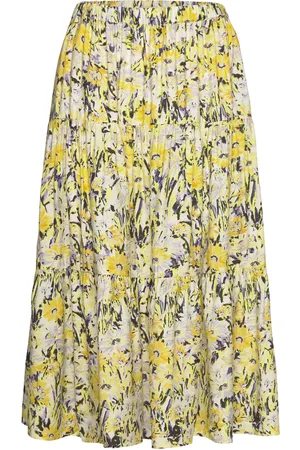 Lollys Laundry Morningll Midi Skirt Knælang Nederdel Yellow