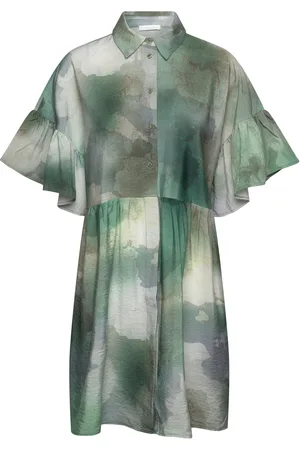 Tamaris Clamecy Gathered Shirt Dress Aop&Solid Kort Kjole Green