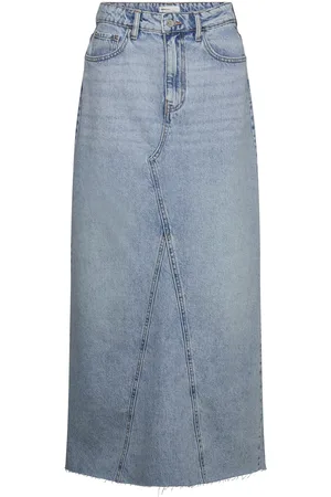 Gina Tricot Vintage Long Denim Skirt Lang Nederdel Blue