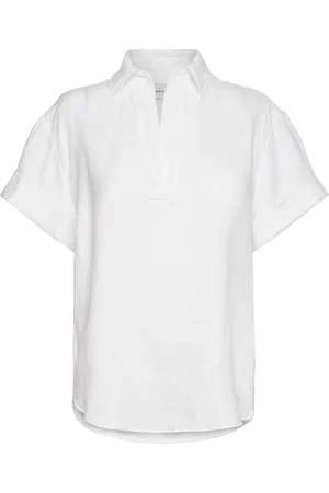 GANT Rel Linen Popover Ss Shirt Tops Shirts Short-sleeved White