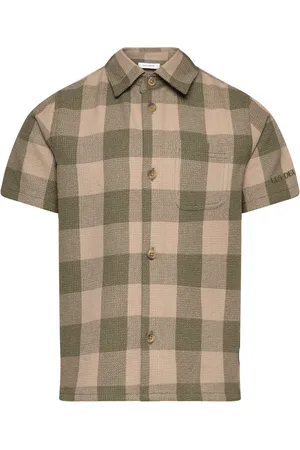 Les Deux Hank Buffalo Ss Shirt Kids Tops Shirts Short-sleeved Shirts Green