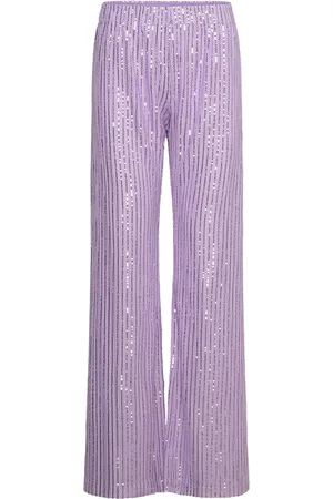 STINE GOYA Sgmarkus, 2020 Structured Sequins Designers Trousers Straight Leg Purple