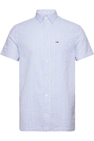 Tommy Hilfiger Tjm Reg Stripe Seersucker Shirt Tops Shirts Short-sleeved Blue