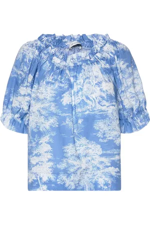 Andiata Bernie Blouse Designers Blouses Short-sleeved Blue